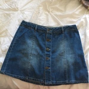 Celebrity Pink Button Up Denim Skirt